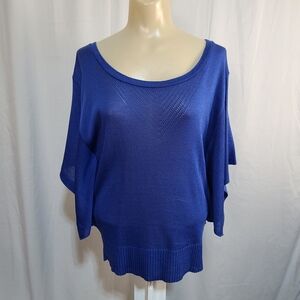 Women's Blue Sweater Dolman Y2K Beachy Summer Fun Casual